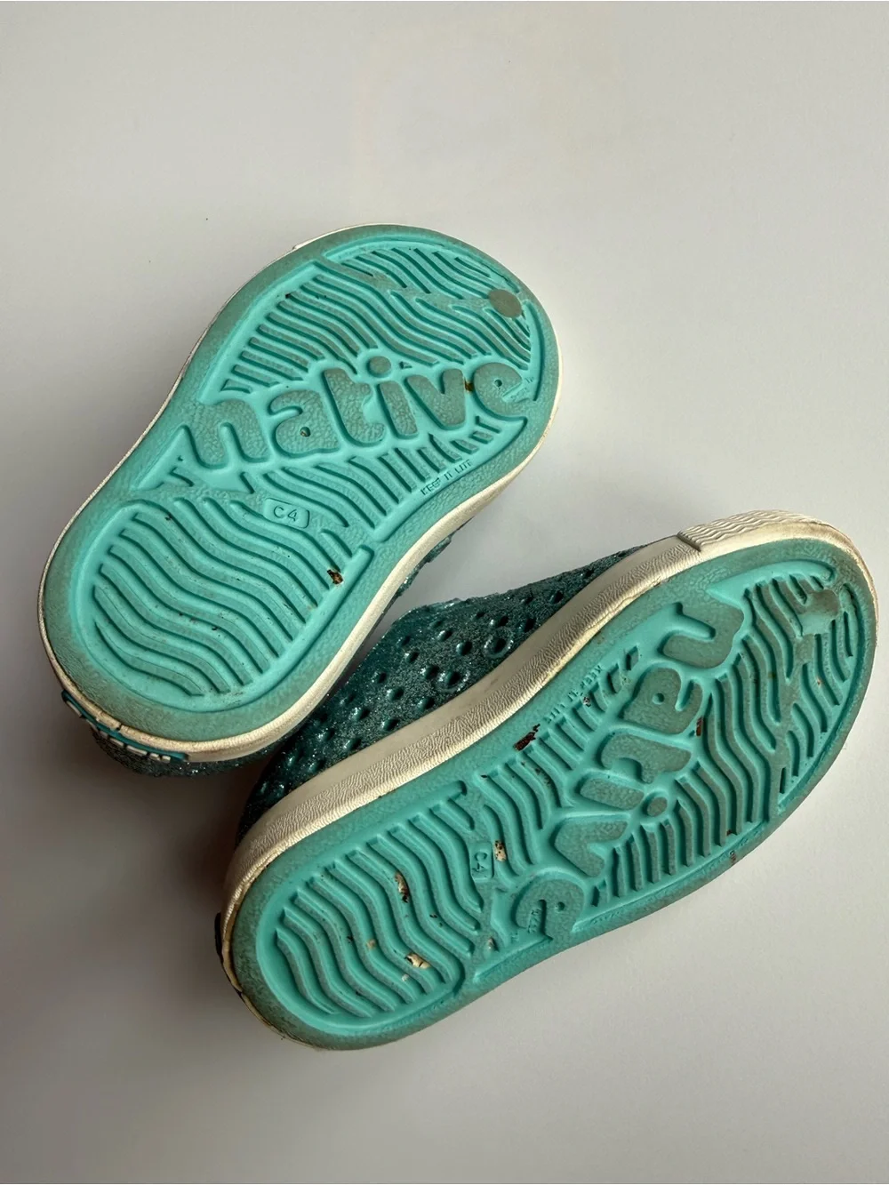Native Toddler Metallic Teal Slip-On Sneakers C4